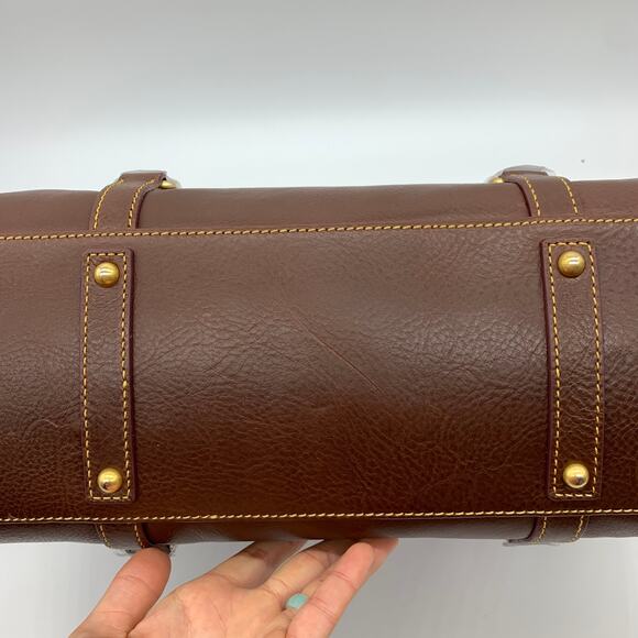 Dooney & Bourke Handbags Florentine Leather Satchel Brown Cheatnut Color - Picture 8 of 16